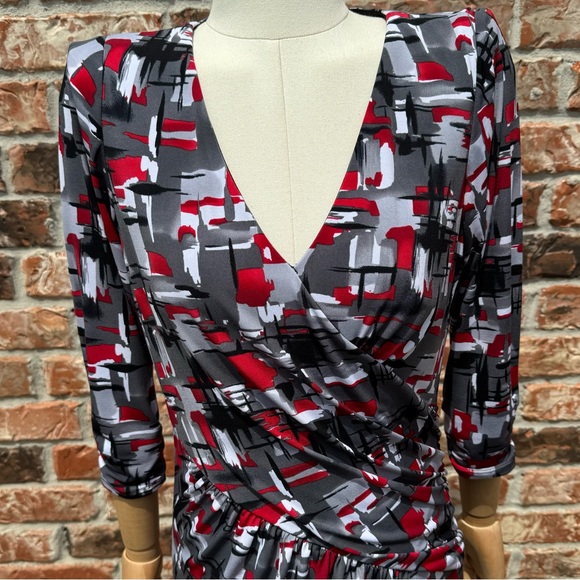 Laundry by Shelli Segal red and black abstract dress / 4 / Excellent condition - Picture 3 of 12